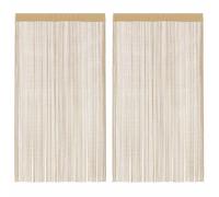 Lot de 2 rideaux à fils, beige, 140 x 250 cm, en polyester, avec tunnel, lavables, découpables, brise-vue et séparateur de pièce, pour salon, chambre à coucher, cuisine