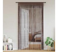 Lot de 2 rideaux à fils, marron, 140 x 250 cm, en polyester, avec tunnel, lavables, découpables, comme rideau de porte, séparateur de pièce, brise-vue, rideau de fenêtre, décoration de salon moderne