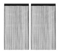 Lot de 2 rideaux à fils noirs - 140 x 250 cm - En polyester - Avec cordon de serrage - Lavable - Peut être découpé comme rideau de porte, séparateur de pièce, brise-vue pour salon, chambre à coucher