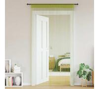Lot de 2 rideaux à fils Vert 140 x 250 cm 100 % polyester avec cordon de serrage Lavable jusqu'à 30 °C Polyvalent comme rideau de porte, séparateur de pièce, rideau de fenêtre, brise-vue, décoration