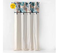 Lot de 2 rideaux à œillets 140 x 240 cm tamisants en coton Alianor naturel - haut métallisé