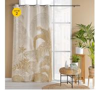 Lot de 2 rideaux à œillets 140 x 260 cm coton/polyester imprimé Baobab beige