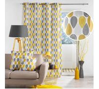 Lot de 2 rideaux à œillets - 140 x 260 cm - polyester imprimé Palpito - jaune/blanc