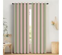 Lot de 2 rideaux à œillets à isolation thermique avec réduction du bruit - Économie d'énergie - Texture douce - Pour chambre à coucher et salon - 132,1 x 213,4 cm - Motif à rayures roses et vertes