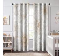 Lot de 2 Rideaux à œillets Décoratifs à Motif Plante Fleur Graphique pour Salon, Marron Clair Rideaux Occultants Étamine Délicate Élégante pour Chambre d'enfant, 117L X 183H cm (2 Panneaux)