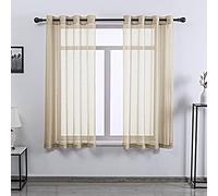 Lot de 2 Rideaux à œillets en Voile texturé Taupe 132 x 160 cm