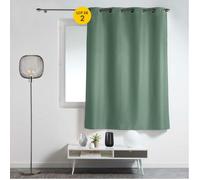 Lot de 2 rideaux à œillets petite hauteur 140 x 180 cm - Tamisant Cèdre (polyester)