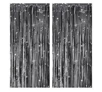 Lot de 2 rideaux à lamelles noires à paillettes - Pour anniversaire, fête disco des années 90 (1 m x 2,5 m)