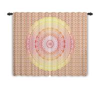 Lot de 2 rideaux à motif mandala orange ombré pour chambre à coucher, rideaux de fenêtre ethniques colorés avec passe-tringle, 132 x 214 cm