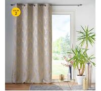 Lot de 2 Rideaux à occultant 140 x 260 cm à oeillets Imprimé Métallisé Lyra Blanc