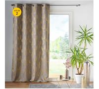 Lot de 2 Rideaux à occultant 140 x 260 cm à oeillets Imprimé Métallisé Lyra Taupe
