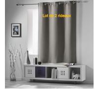 Lot de 2 rideaux a oeillets 140 x 180 cm occultant uni occult Perle