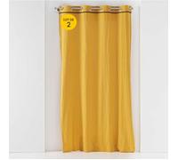 Lot de 2 rideaux à oeillets 140 x 240 cm Coton lavé Linette Jaune