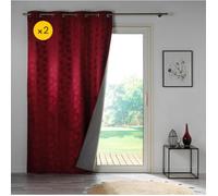 Lot de 2 Rideaux a oeillets 140 x 260 cm 100% occultant/jacquard Lunella Bordeaux