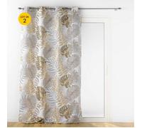 Lot de 2 Rideaux a oeillets 140 x 260 cm polyester imprime metallise Mogador