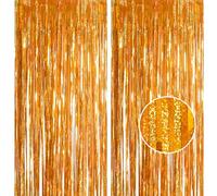 Lot de 2 rideaux à paillettes dorées 98 cm x 2,5 m en lamelles brillantes Rideau à franges en feuille Toile de fond Banderoles de fête Rideau Toile de fond photo Décorations pour anniversaire École