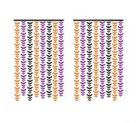 Lot de 2 rideaux à pompons en feuille d'aluminium pour décoration murale de fête d'Halloween, avec brins métalliques pour améliorer l'ambiance festive et les fonds de photographie d'événements (orange
