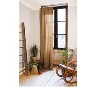 Lot de 2 rideaux ajustables + 8 anneaux pince ""Gaîa"" 140 x 300 cm ""Gaze de Coton"" - Gaïa Camel