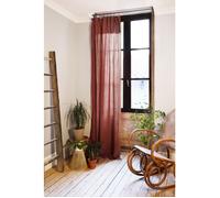 Lot de 2 Rideaux ajustables + 8 anneaux pince gaze de coton luxe 140 x 300 cm Gaia Terracotta