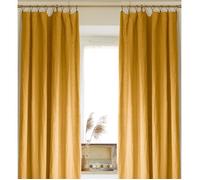 Lot de 2 rideaux ajustables en LIN Soline avec 8 anneaux pince 140 x 270 cm Jaune