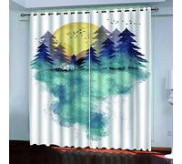 Lot De 2 Rideaux Anti Chaleur Froid - 3D Wapiti De Forêt Aquarelle Thermiques Rideau Oeillet Isolants Pour Fenetre De Salon Et Chambre 264X220cm(Lxh), Décoration De Fenêtre Pour Chambre Garcon Fille