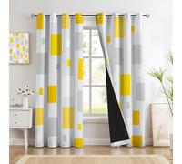 Lot de 2 Rideaux Blocs Simples Intérieur à Oeillets 140x160cm Rideaux Opaque Géométrie Abstraite Rideau Occultant Thermiques Anti Chaleur avec Noir Doublure Épais, Gris Clair