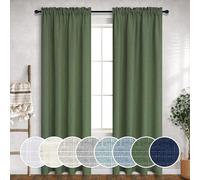 Lot de 2 rideaux bohèmes, passe-tringle, semi-transparents en lin et coton légers, neutres, esthétiques, vert mousse loden, pour salon, chambre, salle à manger, 132 x 213,4 cm, vert olive