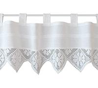 Lot de 2 rideaux brise-bise élégants avec passants - 40 x 150 cm - Style maison de campagne - Style maison de campagne - Rideaux de bistrot en dentelle blanche - Courts - Pour cuisine, salon, caravane