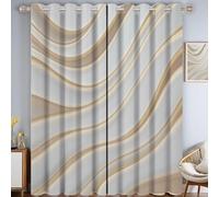 Lot De 2 Rideaux Chambre Enfant Fille Lignes Vague Dorée Luxe Moderne Salon Décoration Rideau Cuisine Restaurant Occultant Thermique Anti Froid À Oeillets 140 X 175 Cm