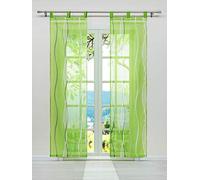 Lot de 2 rideaux coulissants transparents à motif vague avec boucles, rideaux légers et translucides pour salon ou chambre à coucher, 57 x 225 cm, vert