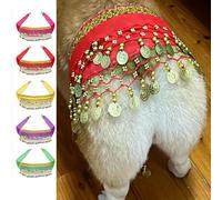 Lot de 2 rideaux de danse du ventre pour chien, chiot passionné qui secoue la hanche écharpe de danse (2 x rouge)