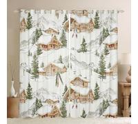 Lot de 2 rideaux de fenêtre de cabine de chalet, rideaux de style rustique rétro en bois pour enfants, adolescents et adultes, 117 x 183 cm (l x L)