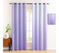Lot de 2 rideaux de fenêtre occultants avec œillets - Isolation thermique - Pour chambre à coucher et salon - Motif ciel étoilé - Violet lavande - 140 x 260 cm