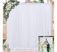 Lot de 2 rideaux de fond blanc infroissables de 3 x 3 m pour fêtes, mariage, fête prénatale, décoration de fête d'anniversaire, toile de fond pour photographie