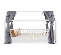 IDIMEX Lot de 2 Rideaux de lit NENA en Mousseline 100% Coton 125 x 310 cm, pour Lits cabanes Enfants, Tissu léger et Doux, Gris