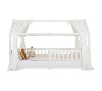 IDIMEX Lot de 2 Rideaux de lit NENA en Mousseline 100% Coton 125 x 310 cm, pour Lits cabanes Enfants, Tissu léger et Doux, Blanc