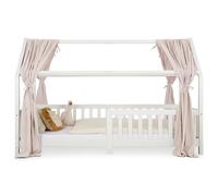 Lot de 2 Rideaux de lit NENA en Mousseline 100% Coton 125 x 310 cm, pour Lits cabanes Enfants, Tissu léger et Doux, Écru
