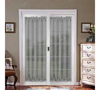 lot de 2 rideaux de porte 137x102cm Voile semi-transparent Gris