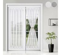 lot de 2 rideaux de porte 137x183cm Voile semi-transparent Rideau blanc