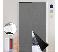 lot de 2 rideaux de porte thermiques protection contre le froid 370g/㎡, rideau de protection thermique rideau isolant 60x210cm largeur réglable imperméable au vent fermeture velcro, gris