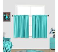 Lot de 2 Rideaux de Salle de Bain Turquoise - 91,4 cm de Long, assombrissement de la pièce, Style café, Demi-Rideaux occultants pour Petites fenêtres, armoires de Cuisine - 86,4 x 91,4 cm de Long