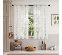 Lot de 2, rideaux de style minimaliste américain blanc matelassé jacquard, petit format, avec poche pour tringle, légers et doux, filtrant la lumière, décoration intime, résistant aux plis, lavable, j