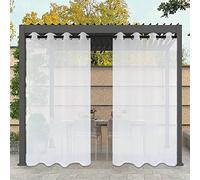 Lot de 2 rideaux d'extérieur 240 x 190 cm, rideaux occultants isolants imperméables et coupe-vent avec œillets en haut et en bas, parfaits pour les terrasses et les espaces extérieurs