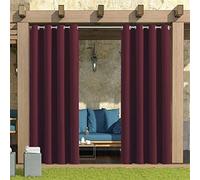 Lot de 2 rideaux d'extérieur avec œillets pour tonnelle et pergola - Rideaux imperméables thermiques et résistants au vent pour porte de terrasse - Dimensions : 132 x 213 cm