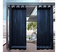 Lot de 2 rideaux d'extérieur imperméables à œillets, à isolation thermique, bloquant les UV pour terrasse