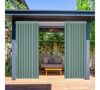 Lot de 2 rideaux d'extérieur imperméables à isolation thermique et résistants aux UV et au soleil avec œillets pour balcon et pavillons, vert