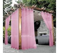 Lot de 2 rideaux d'extérieur imperméables pour terrasse, porche, pergola, tonnelle, voilages semi-transparents filtrant la lumière avec œillets (rose, 132 x 241 cm)