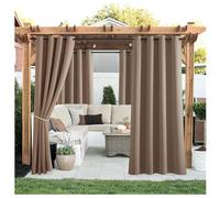 Lot de 2 rideaux d'extérieur imperméables pour terrasse, rideaux d'extérieur résistants aux intempéries et aux UV pour belvédère, porche, pergola, rideau d'intimité, 457 x 213 cm (l x L)