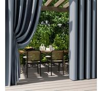 Lot de 2 rideaux d'extérieur imperméables pour tonnelle et pergola - Panneaux latéraux à isolation thermique - 100 x 140 cm - Bleu gris - Auvents parfaits pour l'intimité et l'ombre