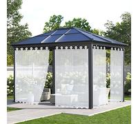 Lot de 2 rideaux d'extérieur résistants aux intempéries avec œillets - Blanc transparent - 250 x 220 cm - Rideaux de terrasse imperméables pour protection solaire et intimité - Idéal pour les espaces